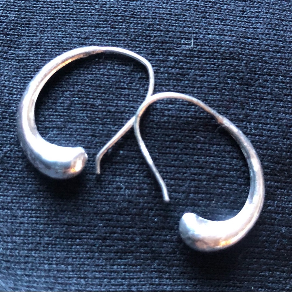Silver Curved Hoop Earrings - Women Jewelry